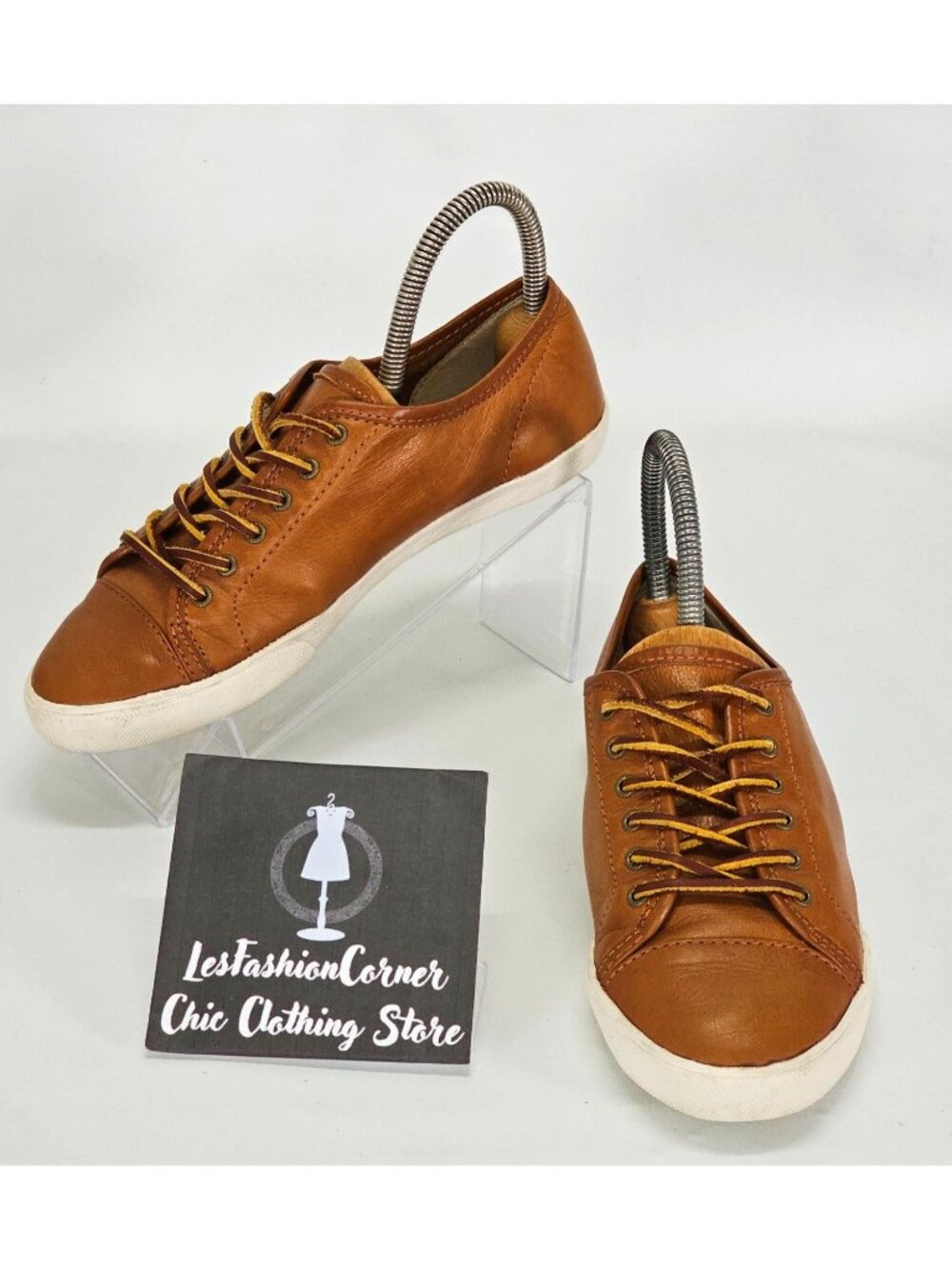 Frye Women's Mindy Brown Leather Lace up Low Sneaker Shoes Size 7 1966